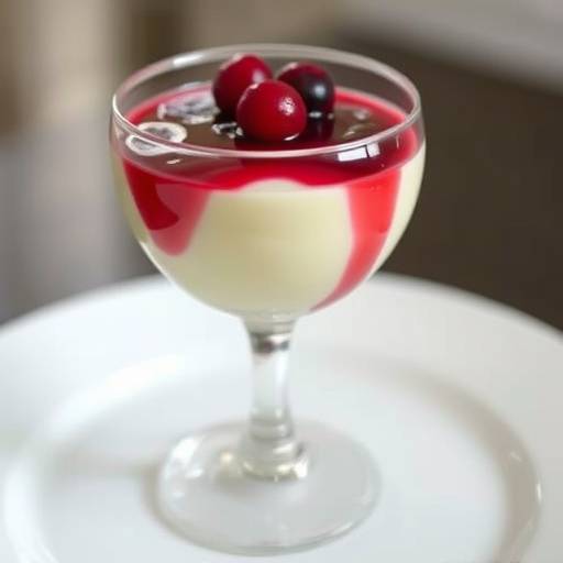 Panna Cotta servita in un bicchiere con salsa ai frutti di bosco