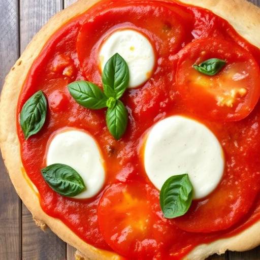 Pizza Margherita preparata con pomodori San Marzano, mozzarella di bufala e basilico fresco