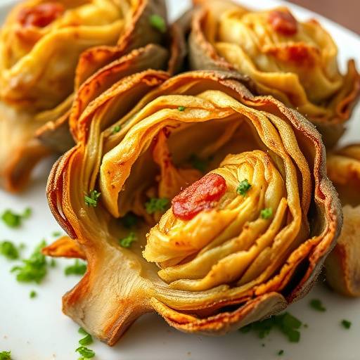 Un piatto di carciofi alla giudia fritti e croccanti