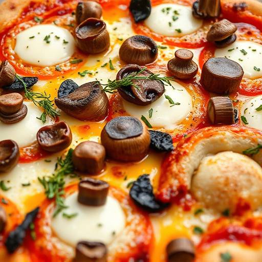 Una pizza gourmet con funghi porcini freschi e formaggio fontina
